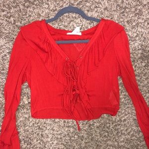 Burnt orange long sleeve crop top
